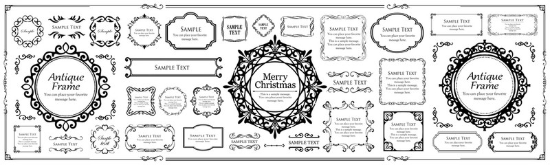 クリスマスのフレームセット、リースのデザイン、オーナメントや装飾デザイン。