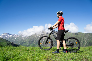 Fototapeta na wymiar E Bike Bicycle In Austria. Mountain Ebike