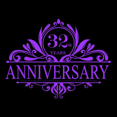 32, years, happy, birthday, anniversary, celebration, t-shirt design, vector, illustration, 