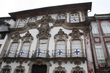 Fototapeta na wymiar Typical street in Guimaraes Center, North of Portugal, Europe
