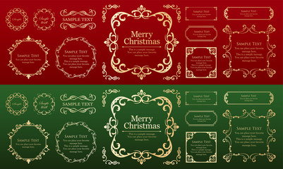 クリスマスのフレームセット、リースのデザイン、オーナメントや装飾デザイン。