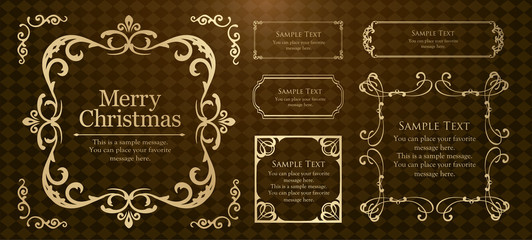 クリスマスのフレームセット、リースのデザイン、オーナメントや装飾デザイン。