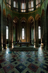 Medieval abbey cathedral fortress inside with chapel