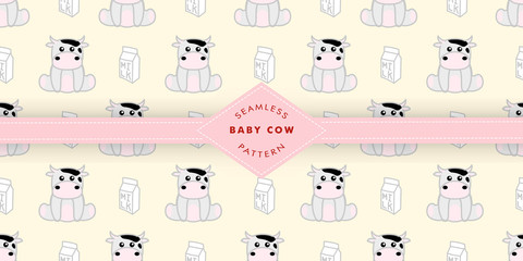 cute cow baby animal seamless pattern set good for card invitation