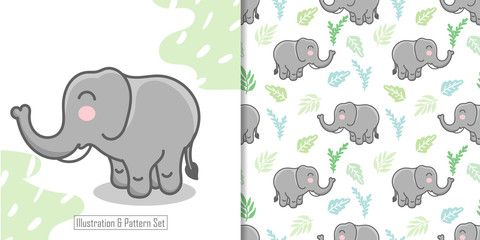 cute elephant baby animal seamless pattern set good for card invitation