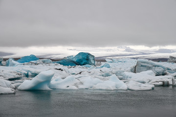 Jokulsarlon, die Gletscher Lagune Islands mt riesiegen Eisbergen und Gletschern