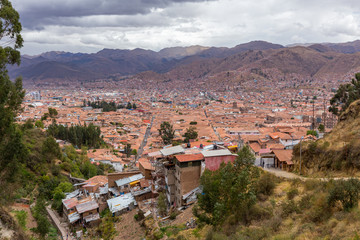 Elevated View Of Suburban Housing In Cusco, Peru