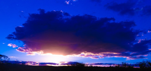 Obraz premium Rural landscape at dusk in the region of the Pampa Biome bordering Brazil and Uruguay