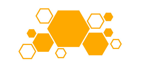 Honeycomb pattern. Seamless geometric hive background. Abstract yellow, orange beehive raster background. Funny vector bee honey shapes sign. Amber color