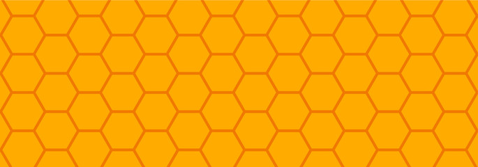 Honeycomb pattern. Seamless geometric hive background. Abstract yellow, orange beehive raster background. Funny vector bee honey shapes sign. Amber color