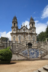 Fototapeta na wymiar Azulejo decorated stairway to the Sanctuary of Our Lady of Remedios in Lamego - Portugal