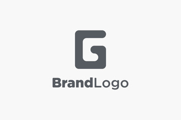 Initial Letter G Logo. Grey Square Rounded Shape isolated on White Background. Usable for Business and Branding Logos. Flat Vector Logo Design Template Element