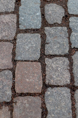Texture of granite paving stones from the 14th century