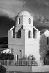 Historic Old Adobe MIssion Church in Old Town Scottsdale Arizona on First St. and Brown...