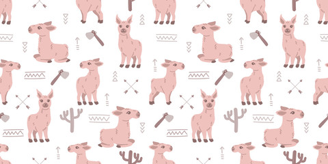 CUTE NATIVE AMERICAN SEAMLESS PATTERN CARTOON DOODLE COLLECTION