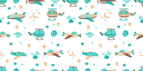 CUTE PLANE SEAMLESS PATTERN CARTOON DOODLE COLLECTION