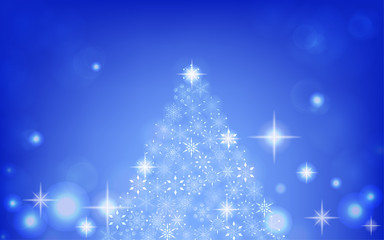 キラキラ輝く雪の結晶のクリスマスツリー