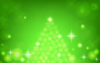 キラキラ輝く雪の結晶のクリスマスツリー