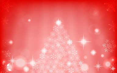 キラキラ輝く雪の結晶のクリスマスツリーとオーロラ