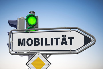 Mobilität, Signal auf Grün und hat Priorität