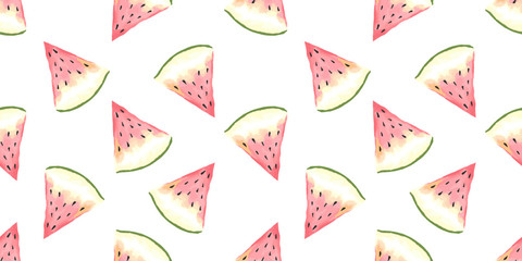 Fototapeta premium WATERCOLOR WATERMELON SEAMLESS PATTERN
