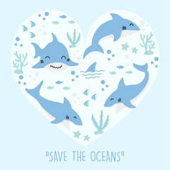 CUTE SHARK SEAMLESS PATTERN