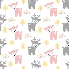 Obraz premium CUTE DEER SEAMLESS PATTERN