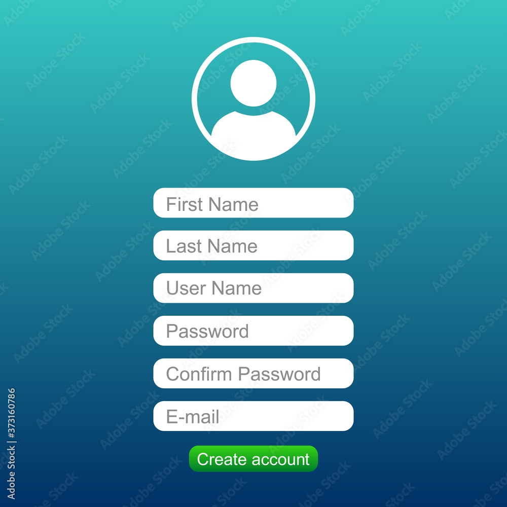 Aufkleber Register page design. Login form account user password identity web log screen security profile privacy appinterface, user profile, create account – stock vector