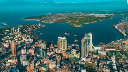 Obraz na płótnie Canvas aerial view of the haven of peace, city of Dar es Salaam