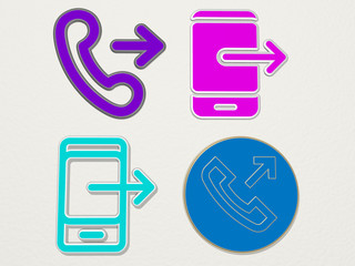 OUTGOING CALL 4 icons set, 3D illustration