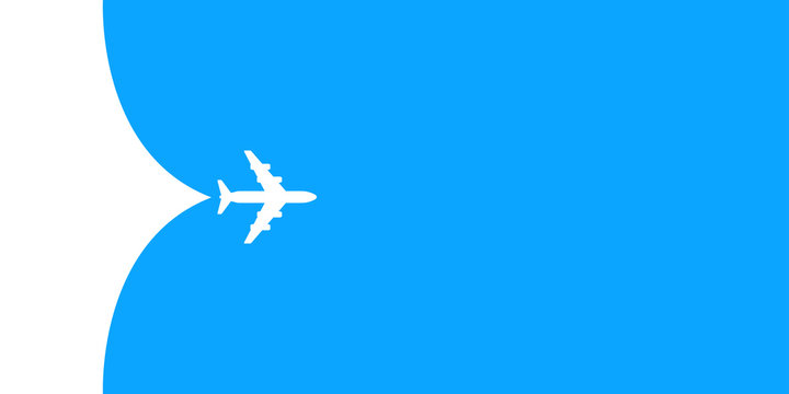 Plane flying on blue sky travel concept, airplane fly. Passenger plane, jet commercial aircraft - for stock