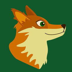 illustration of a cute funny red and white Fox - only the head