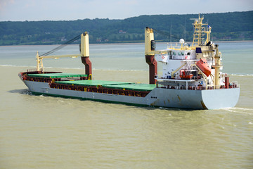 seine, river, traffic, delivery, multipurpose, vessel, ship, crane, cargo, general, logistics,...