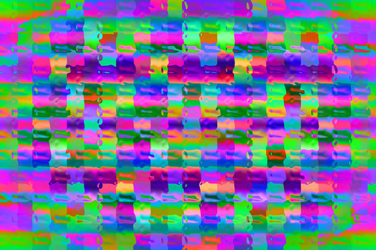 An abstract neon glitch art pixel grid background image.