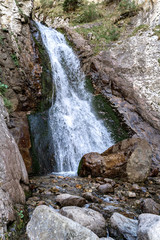 Beautiful small waterfall in the North Caucasus mountains