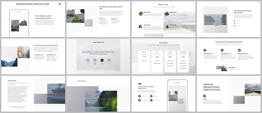 Bundle of editable business templates for digital app, web products. Vector templates for website design, presentations, portfolio, presentation slides, flyer, leaflet, brochure cover, annual report.