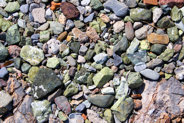 colourful stones on the beach. sunny day.