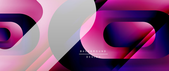 Vector geometric abstract background with lines and modern forms. Fluid gradient with abstract round shapes and shadow and light effects