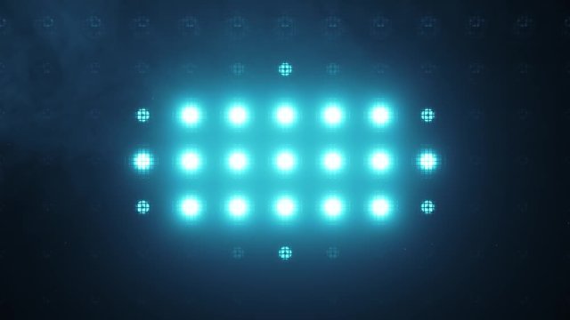 Flashing wall lights. Flashing lights Lanterns for clubs and discos. Matrix beam headlights. Nightclub halogen lamp. Seamless loop 3d render. Blue light