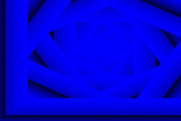 Abstract vector 3d background in blue tones. Quadrangular frames superimposed on each other. Blue gradient.