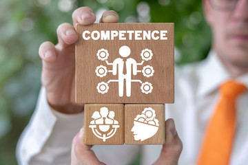 Competence Skills Employee Business Education Management Concept. Competency, Training, Experience.