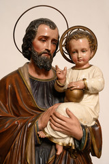 Saint Joseph holding Infant Jesus in his arms. St Martin's Cathedral in Bratislava, Slovakia....