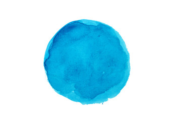 Blue watercolor hand paint texture, isolated on white background. Abstract ultra blue and deep blue watercolor hand painting banner outer of circle shape for decoration artwork.
