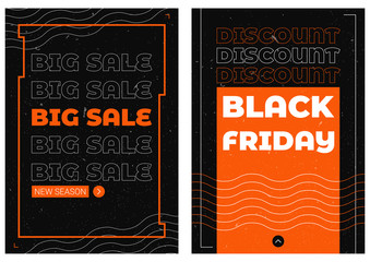 Flyer template for Black Friday sale.  Vector modern illustration for seasonal discount offer. Abstract brochure.