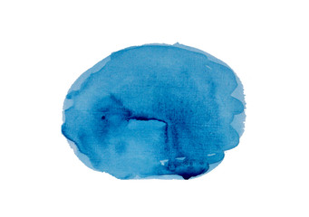 Blue watercolor hand paint texture, isolated on white background. Abstract ultra blue and deep blue watercolor hand painting banner outer of circle shape for decoration artwork.