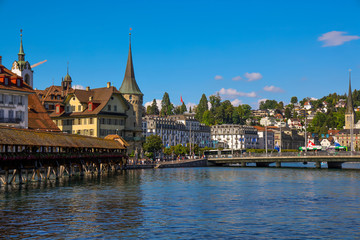 Fototapeta na wymiar City Center of Lucerne in Switzerland on a sunny day - travel photography
