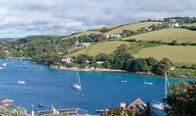 View of Batson creek in summer in Salcombe, Devon, England, UK. East Portlemouth beach on the other...