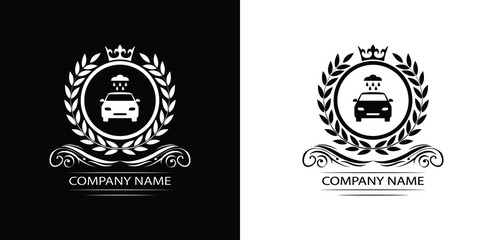 wash car logo template luxury royal vector company decorative emblem with crown	
