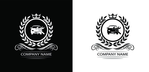 car service logo template luxury royal vector company decorative emblem with crown	