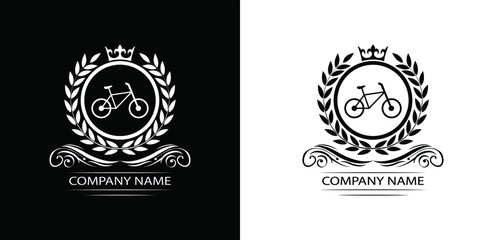 bicycle logo template luxury royal vector company decorative emblem with crown